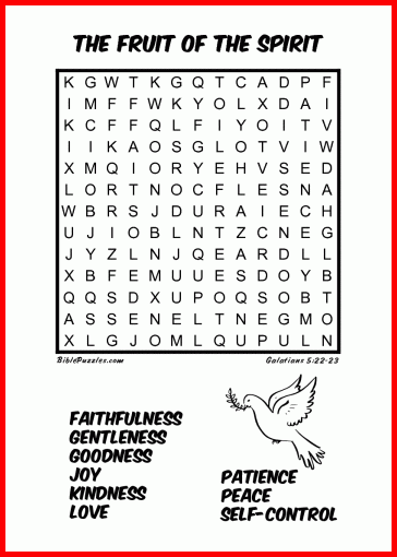 The Fruit Of The Spirit Bible Wordsearch Puzzle 