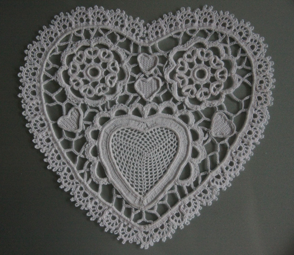 The Laboratory Paper Heart Doily In Irish Crochet
