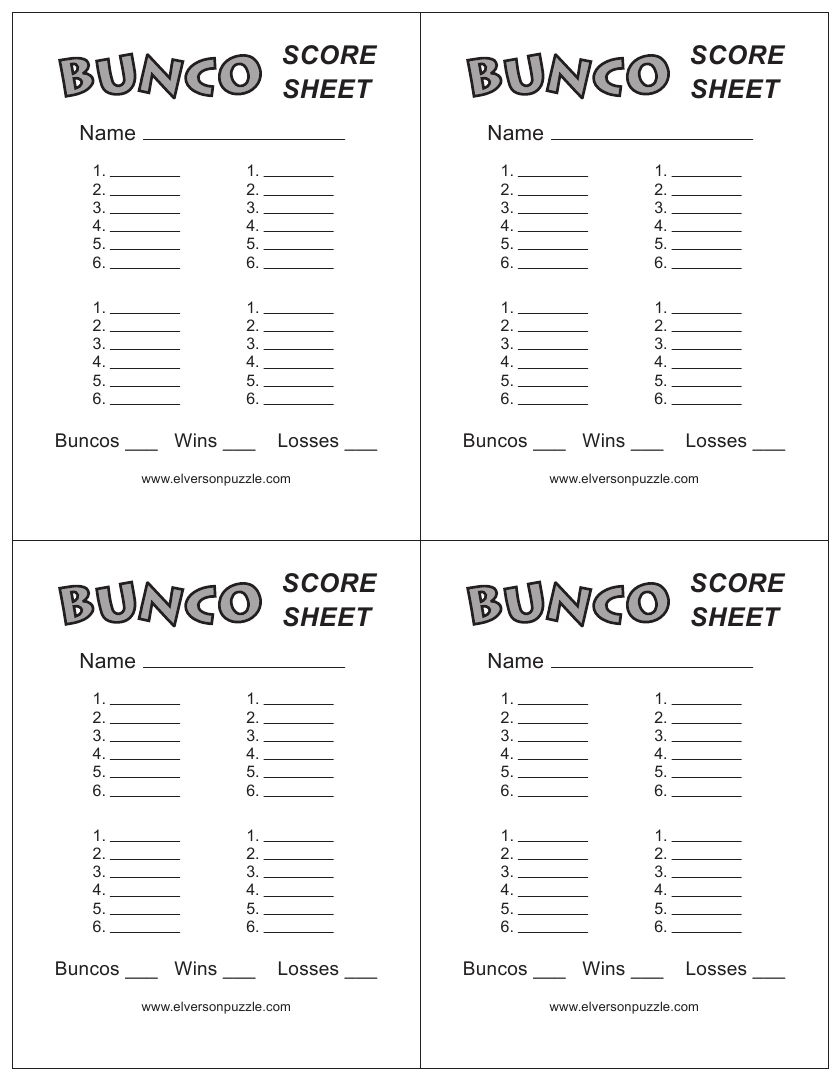 This Is The Bunco Score Sheet Download Page You Can Free 