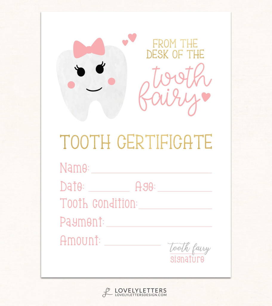 Tooth Fairy Certificate DIGITAL Tooth Fairy Printable