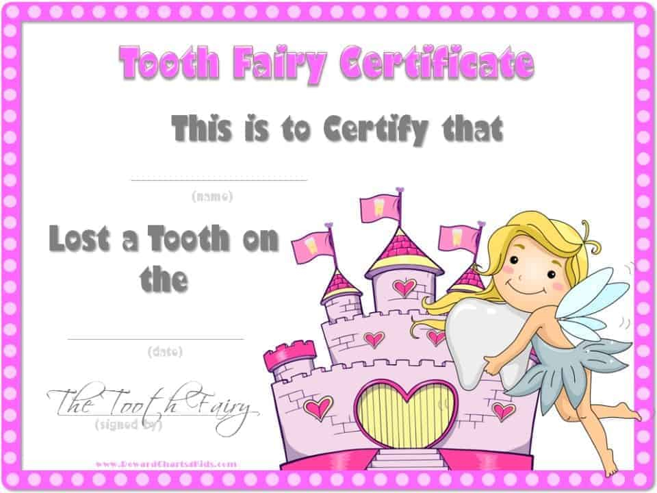 Tooth Fairy Certificate