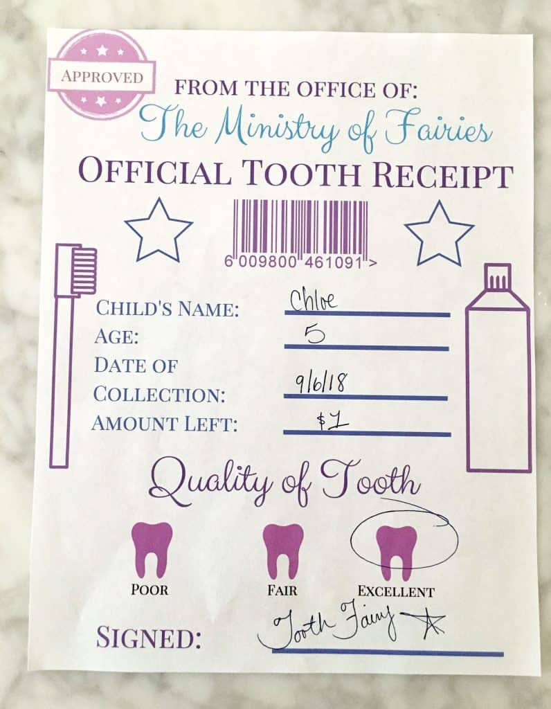 Tooth Fairy Receipt And Letter Printables Crafty Little 