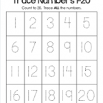 Trace Numbers 1 20 Kindergarten Numbers Worksheets