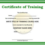 Training Certificate Templates For Word On The