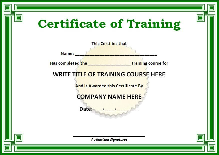 Training Certificate Templates For Word On The 