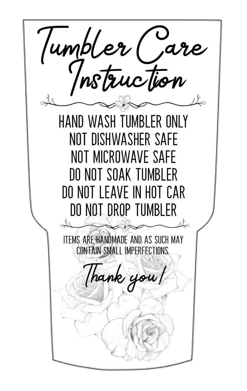 Free Printable Tumbler Care Instructions