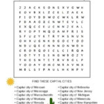 USA State Capitals Fun Word Search Puzzles For Middle