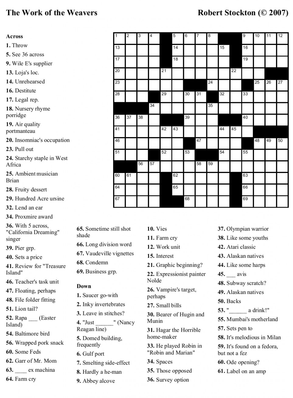 Very Easy Crossword Puzzles Printable Printable 