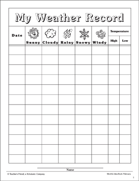 Weather Record Chart Printable Charts Signs And Skills 
