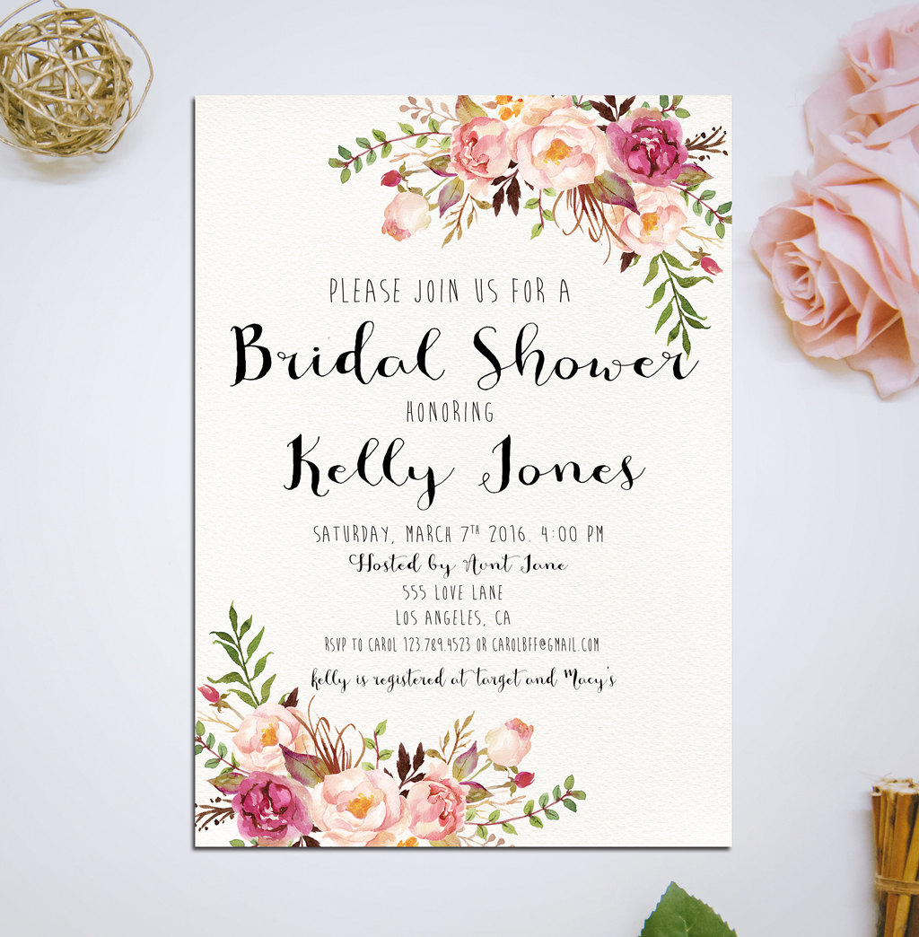 Wedding Invitation Printable Bridal Shower Invitation Bridal