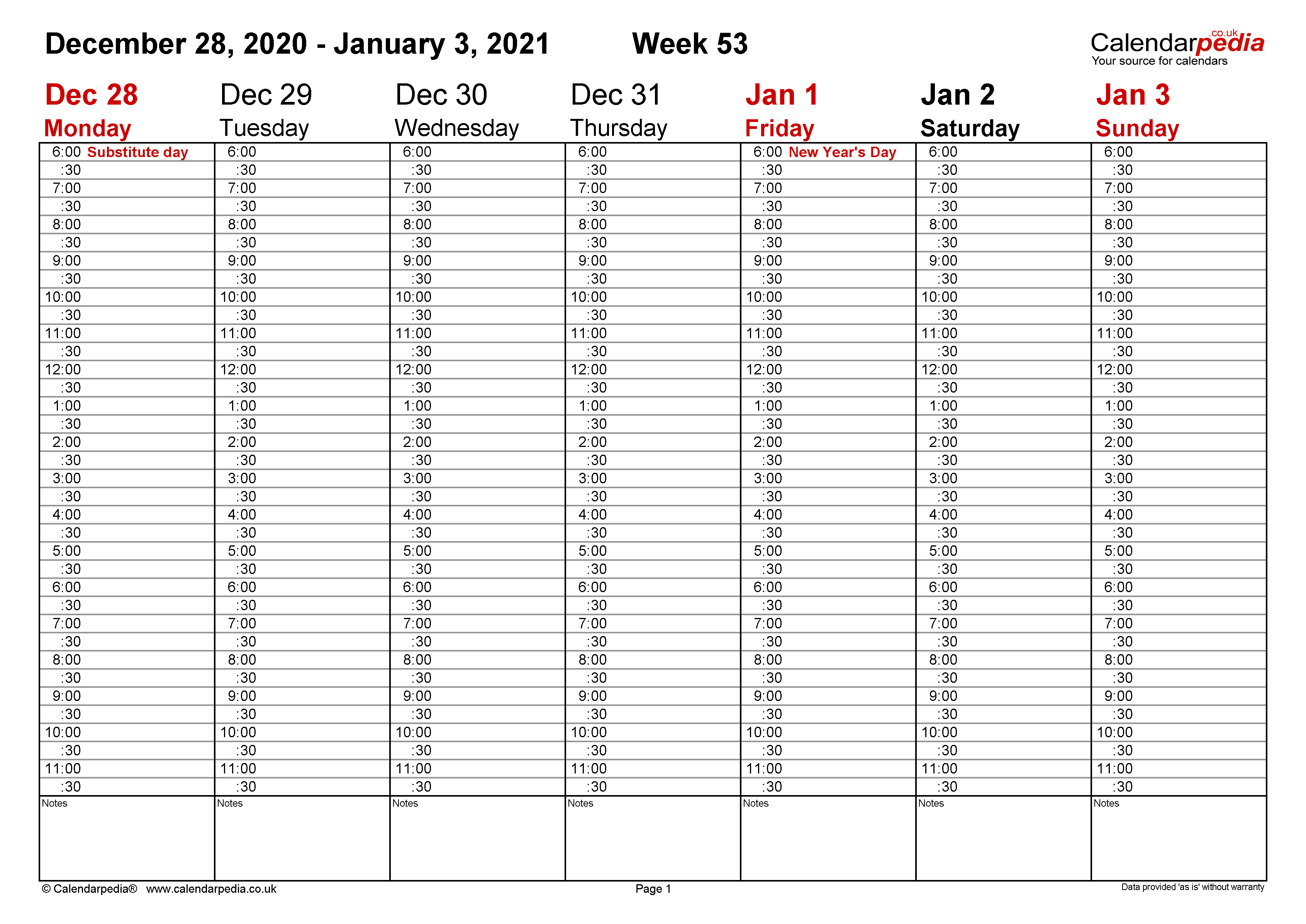 Weekly Calendar 2021 UK Free Printable Templates For PDF