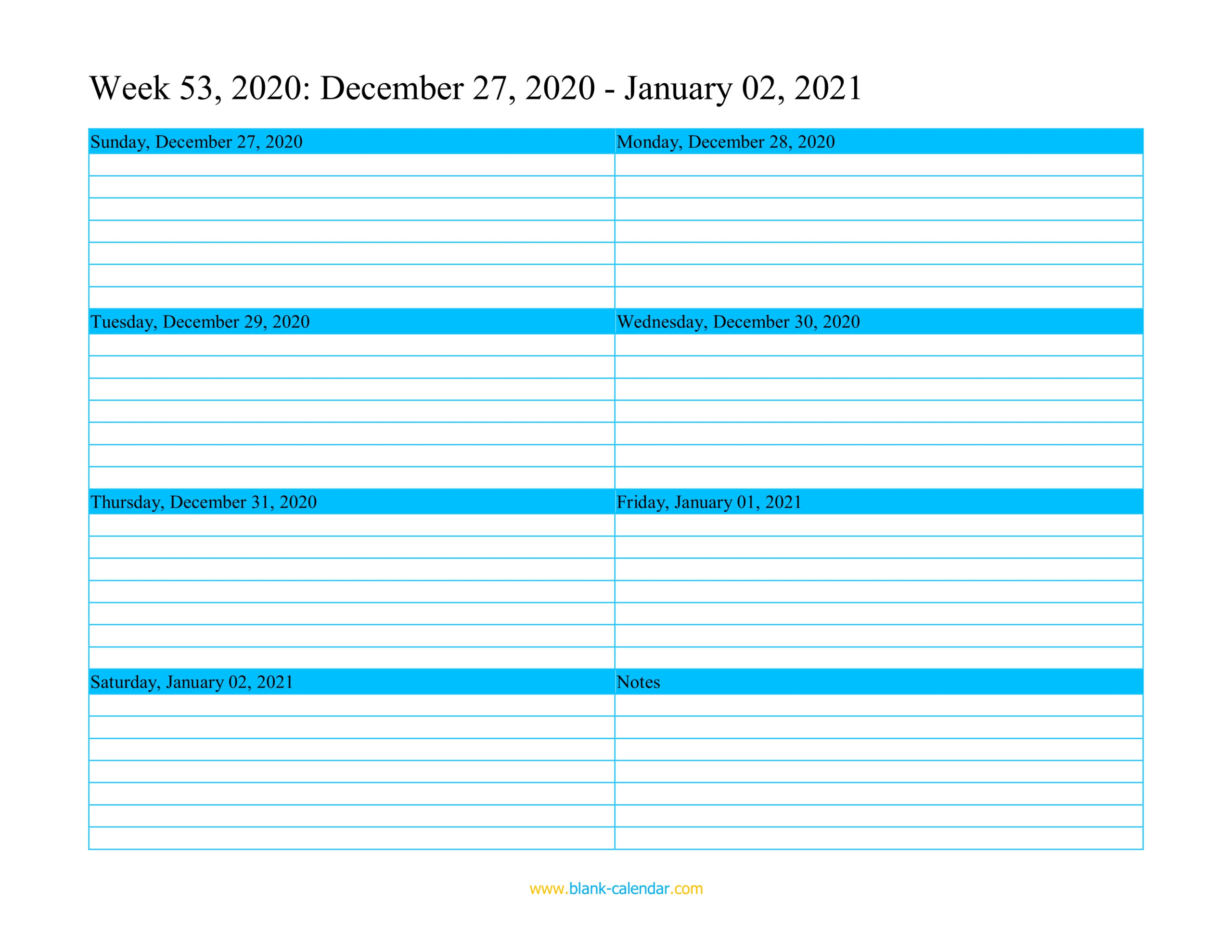 Weekly Calendar 2021 WORD EXCEL PDF 