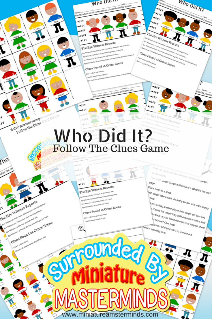 Who Did It Free Printable Guessing Game And Crime