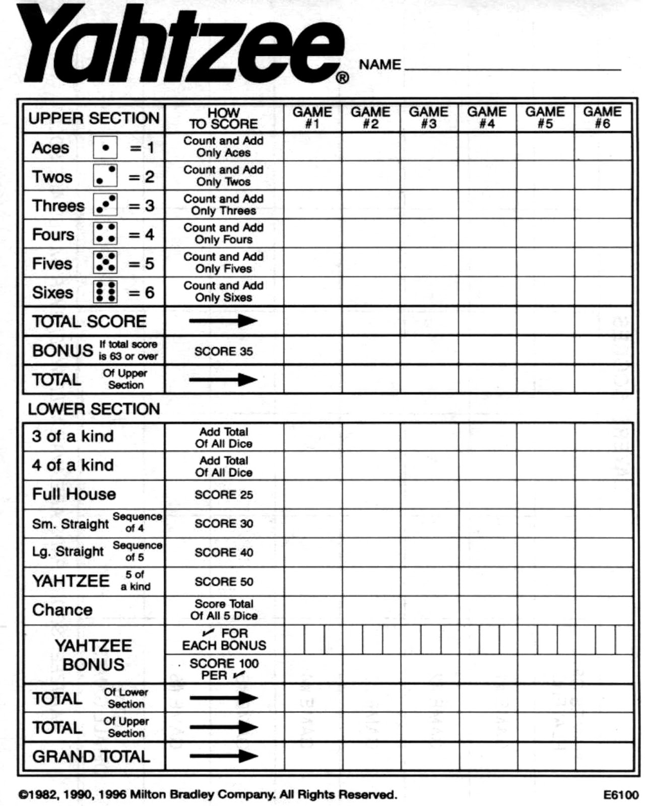 Yahtzee Card Freebie Printables 