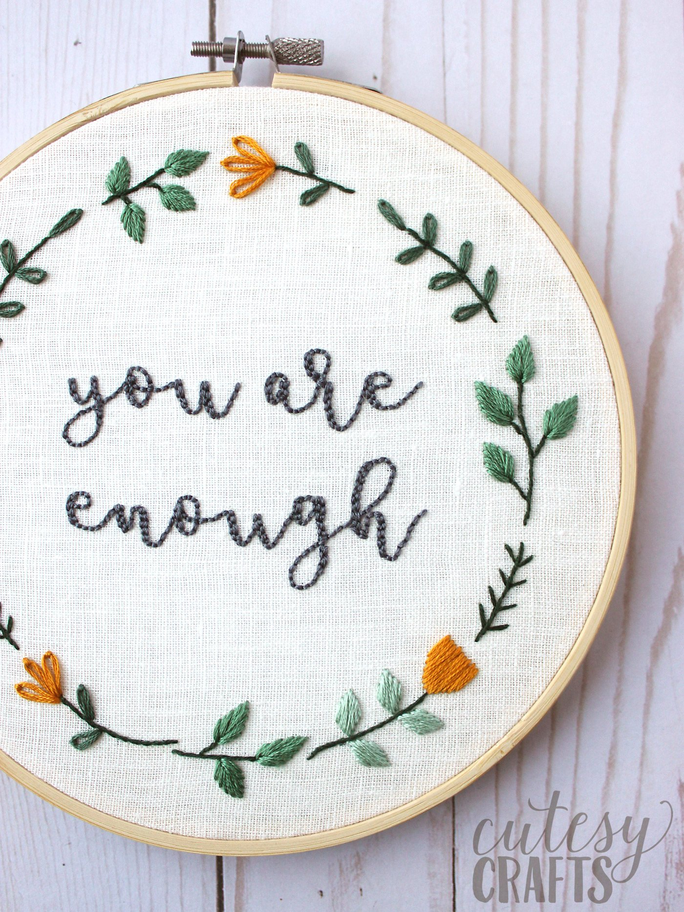 You Are Enough Free Hand Embroidery Pattern The Polka 