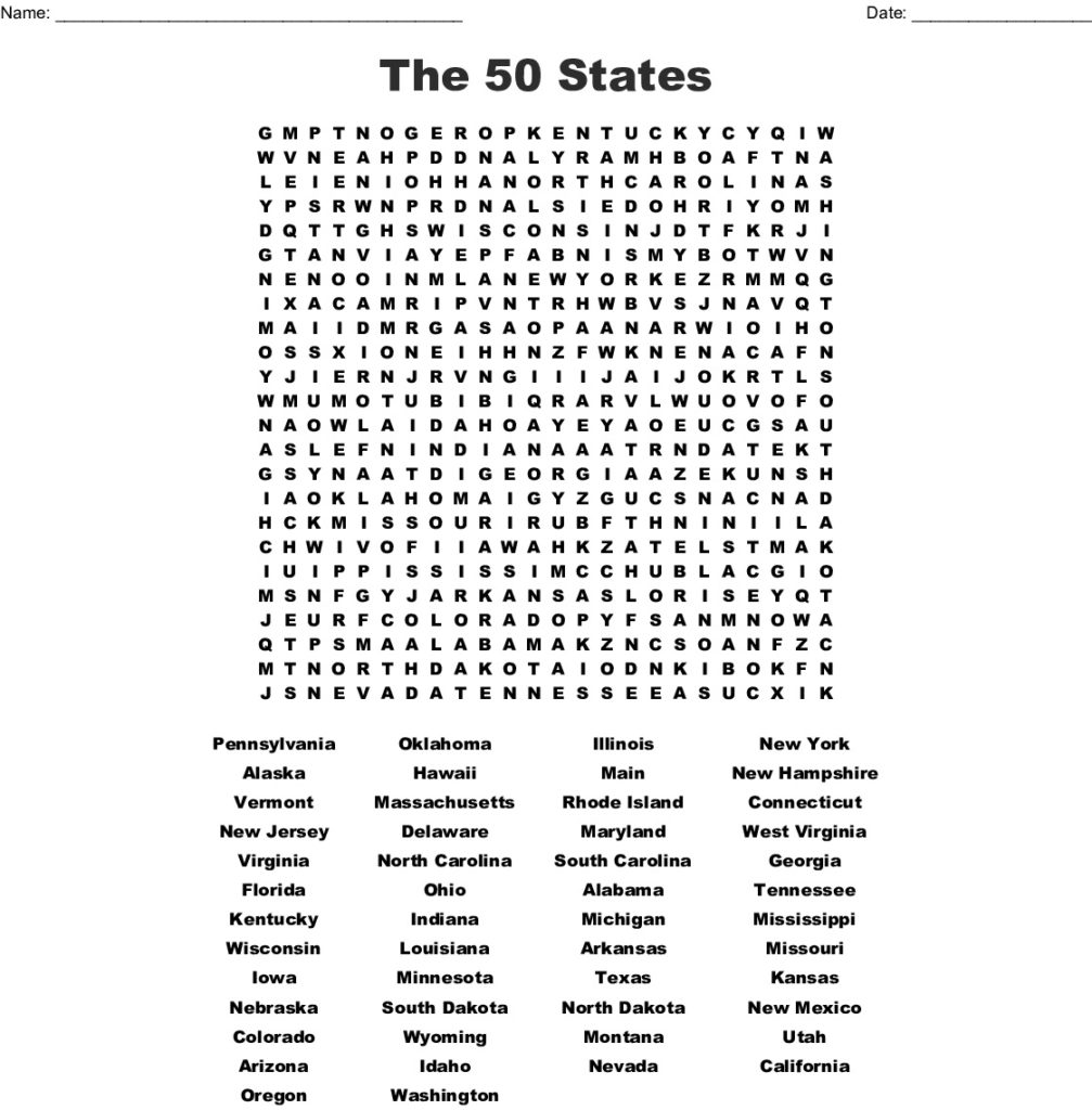 14 Challenging 50 States Word Searches KittyBabyLove