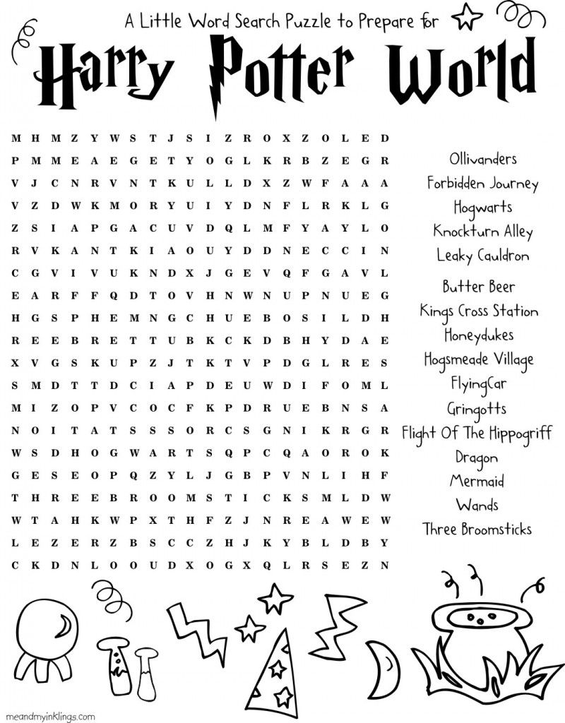 14 Magical Harry Potter Things Word Search Printables 