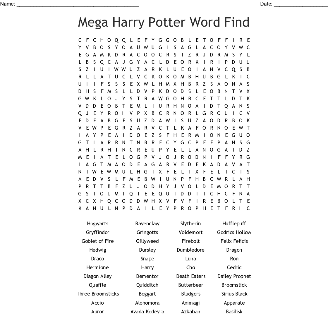 14 Magical Harry Potter Things Word Search Printables 