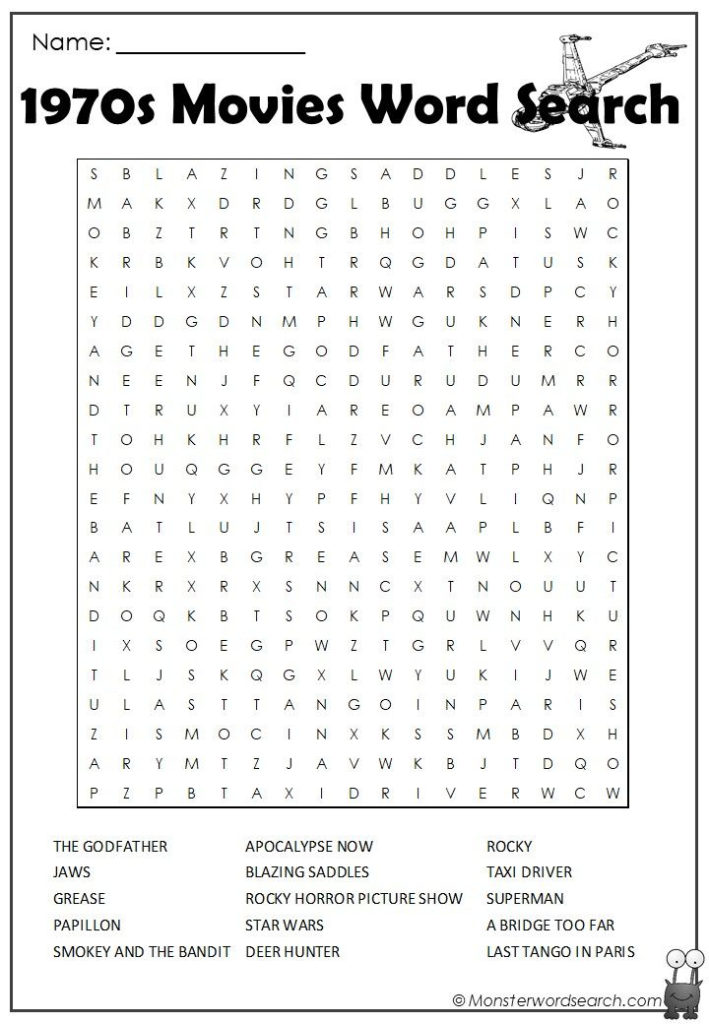 1970s Movies Word Search Free Printable Word Searches