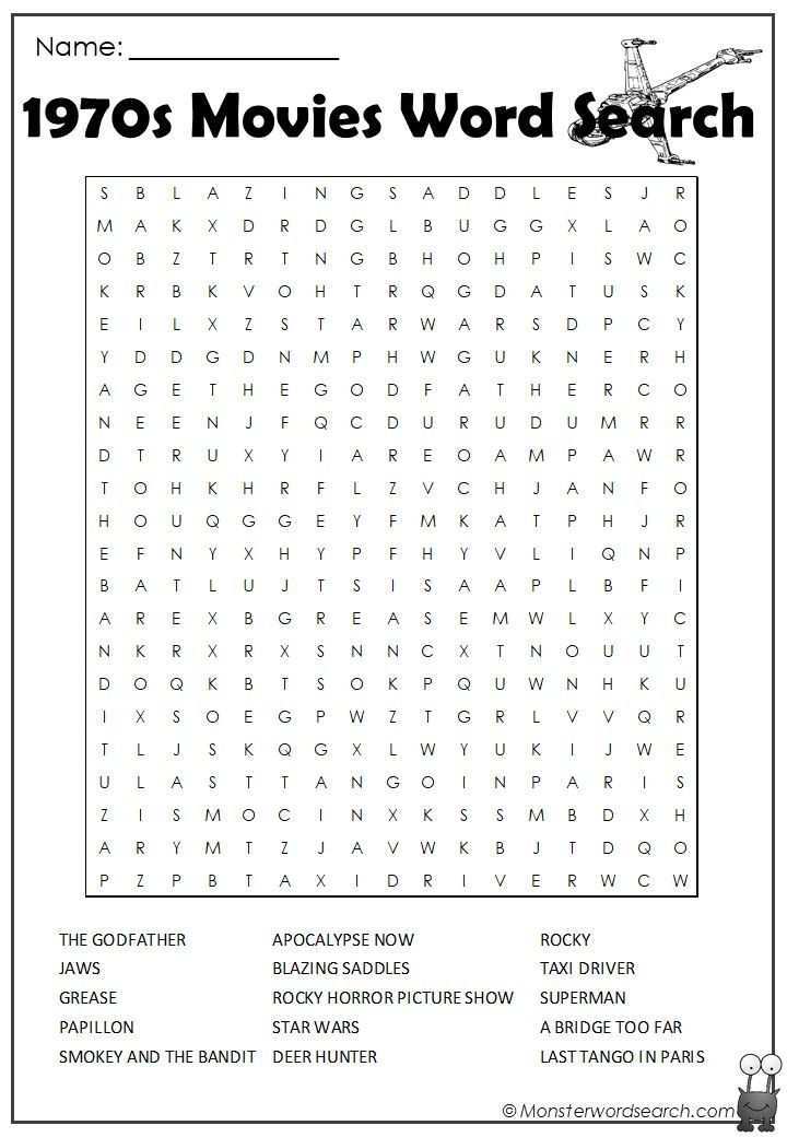 1970s Movies Word Search Free Printable Word Searches 