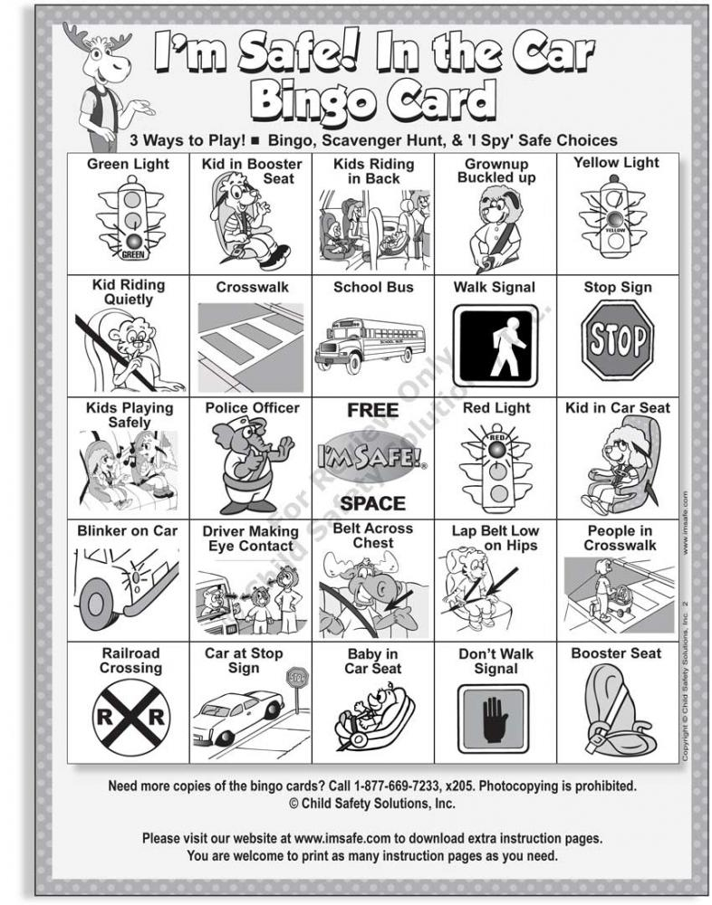 2 3142 Car Safety Backseat Bingo Single Use Game Pads I 