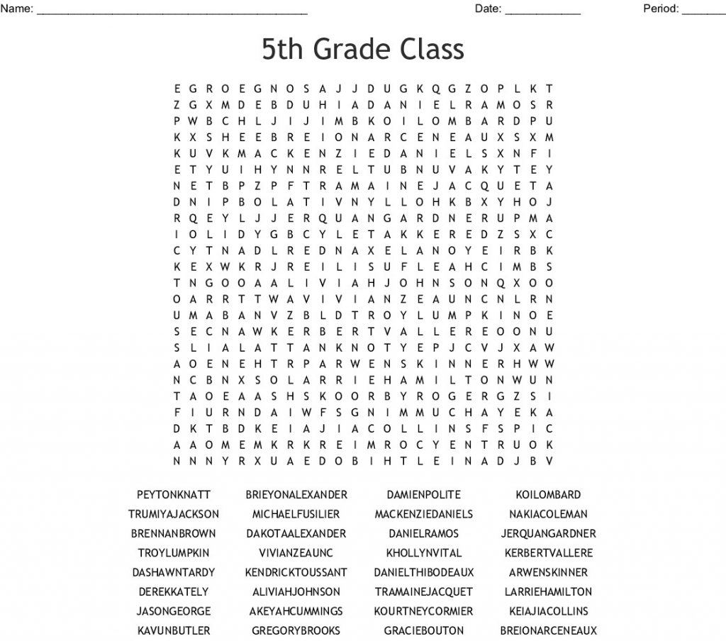 free printable wordsearch for 5th graders