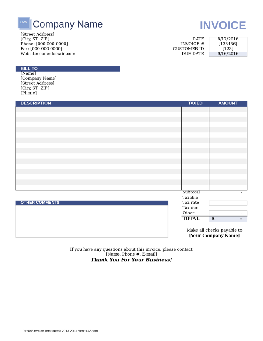 2020 Invoice Template Fillable Printable PDF Forms 