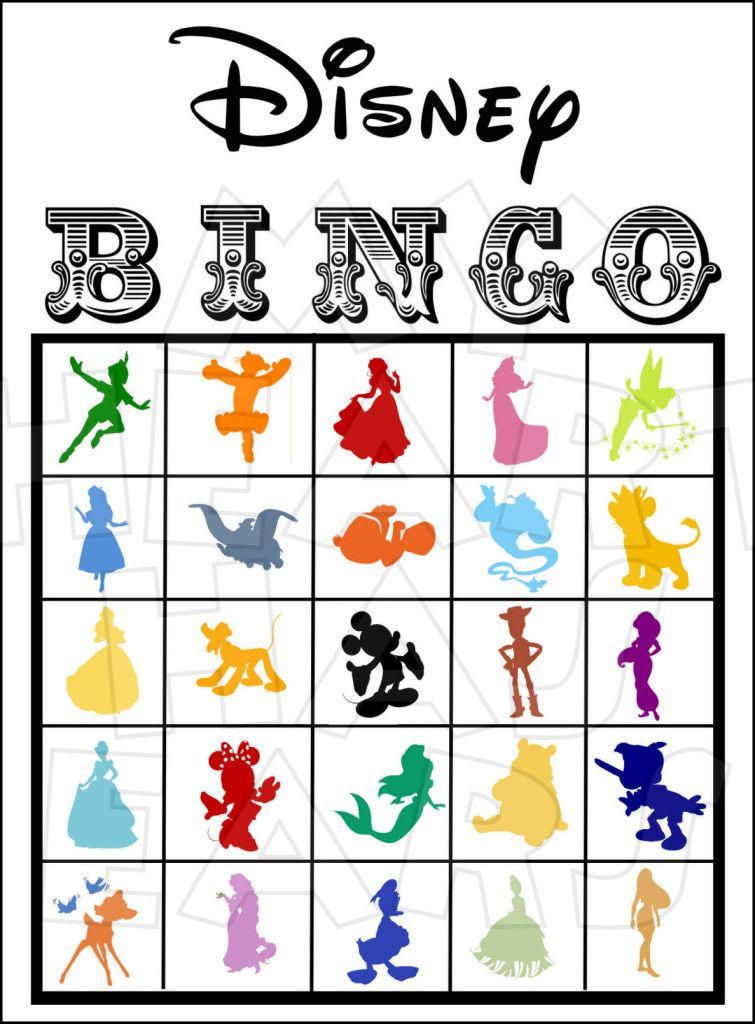 25 Printable Disney BINGO Cards Digital File You Print 