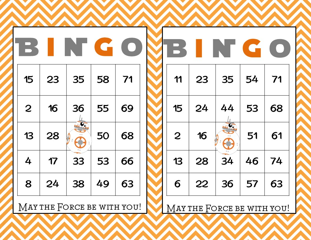 30 BB8 Star Wars Bingo Cards Printable Star Wars Game 