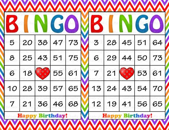 30 Rainbow Birthday Printable Bingo Cards Instant Download