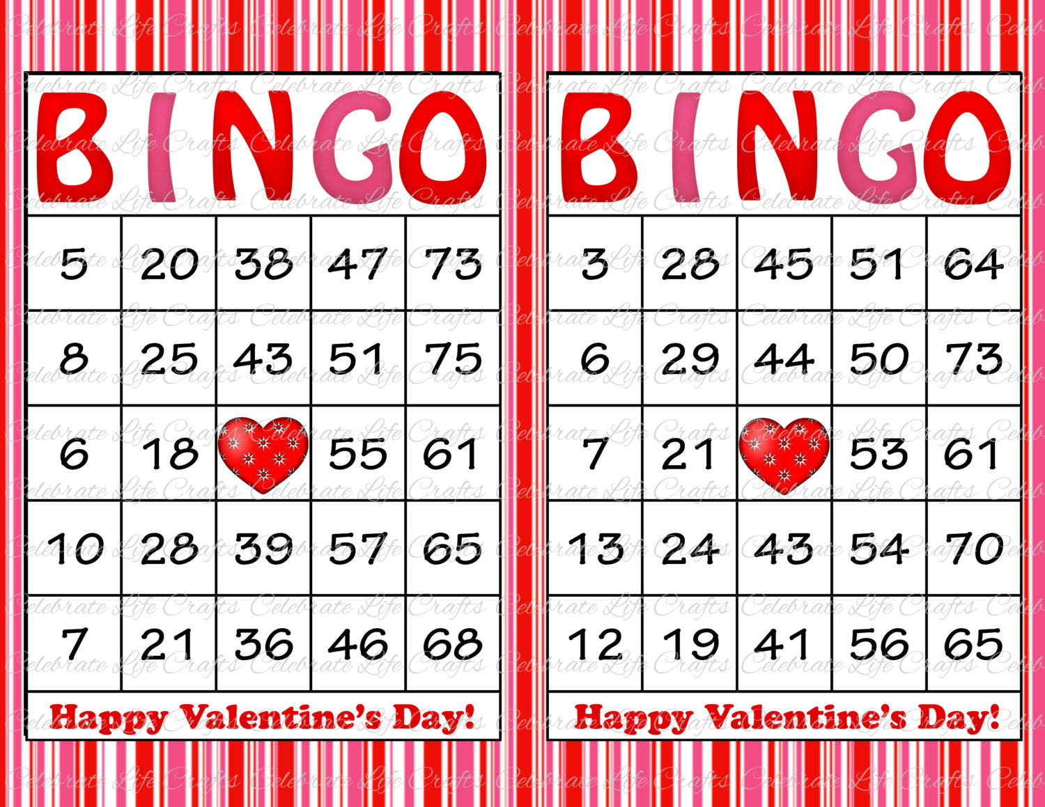 30 Valentines Bingo Cards Printable Valentine Bingo Cards