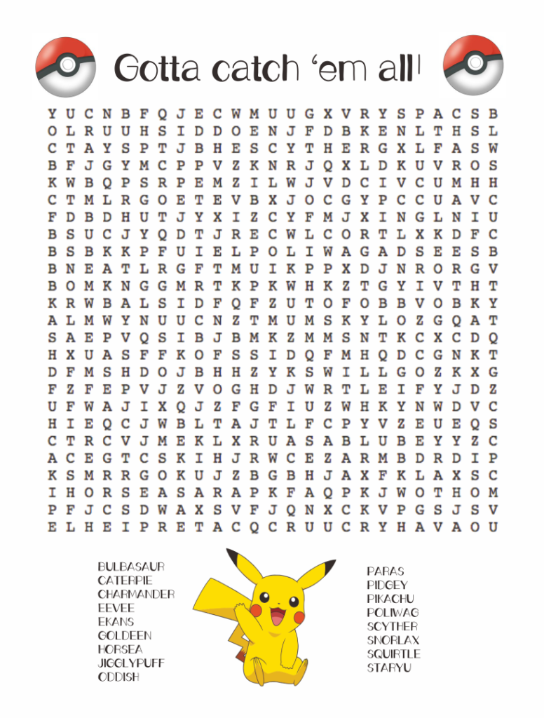 5 Best Pokemon Word Search Puzzles Printable Printablee