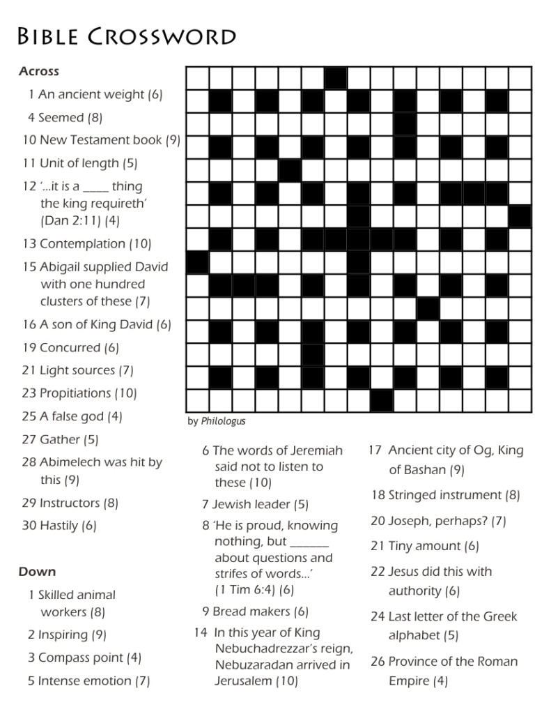 5 Best Printable Christian Crossword Puzzles Printablee