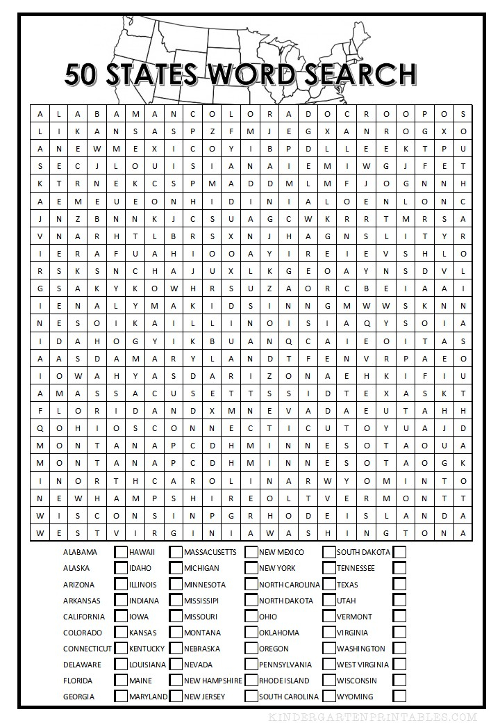 50 States Word Search