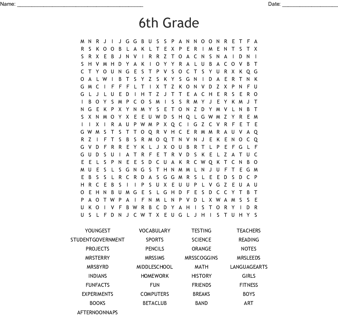 6th Grade Social Studies Word Search Printable Word 