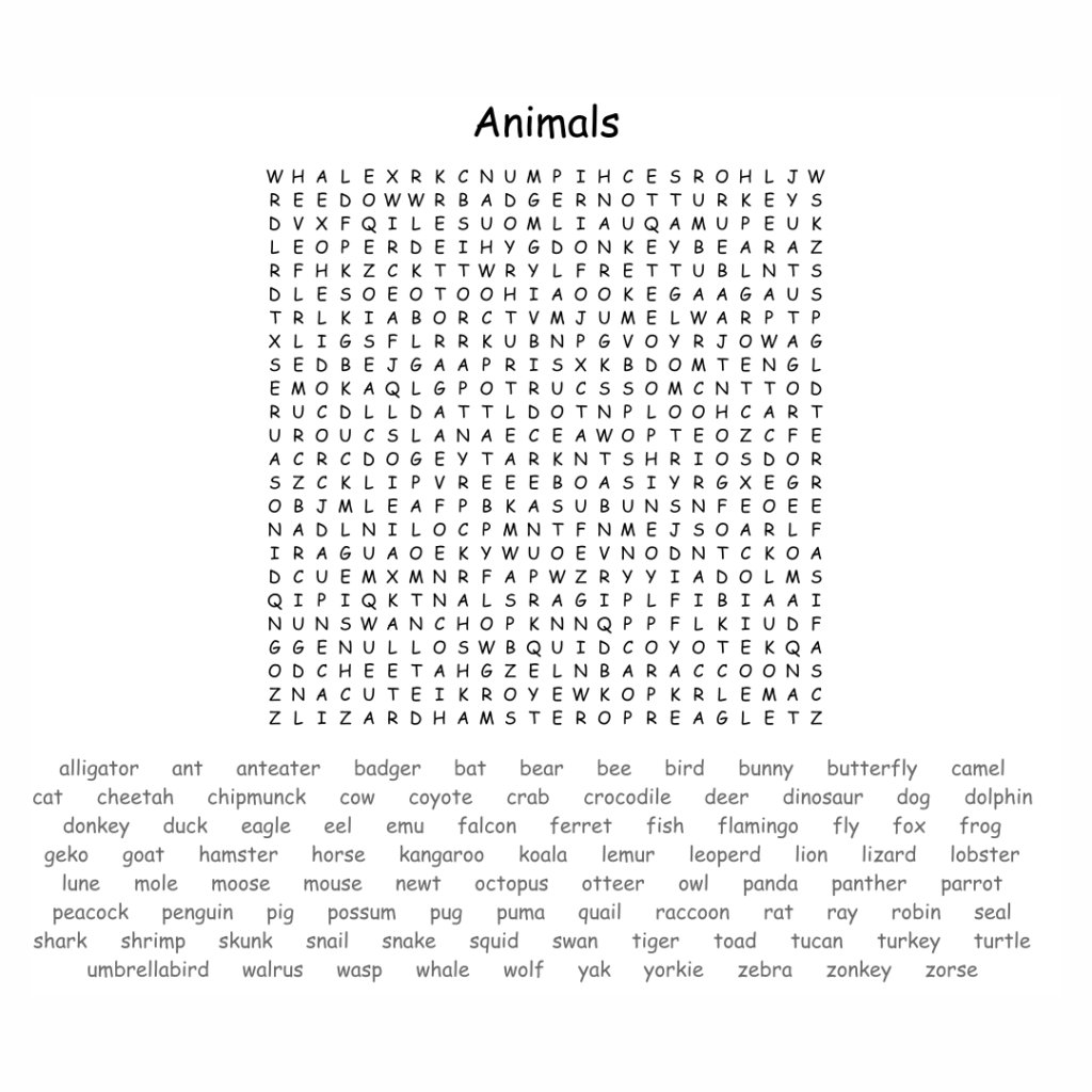 Printable Word Searches 100 Words | FreePrintableTM.com