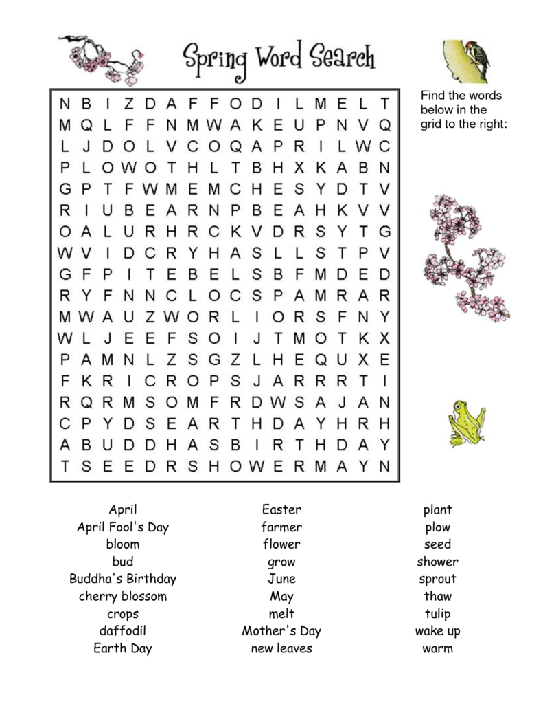 7 Printable Spring Word Searches KittyBabyLove