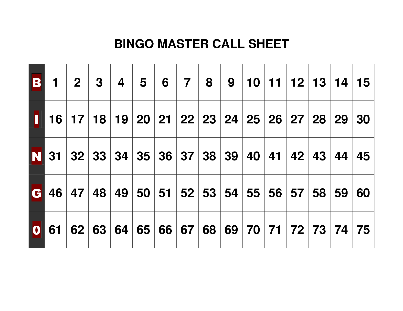 8 Best Images Of Free Printable Bingo Numbers Sheet 