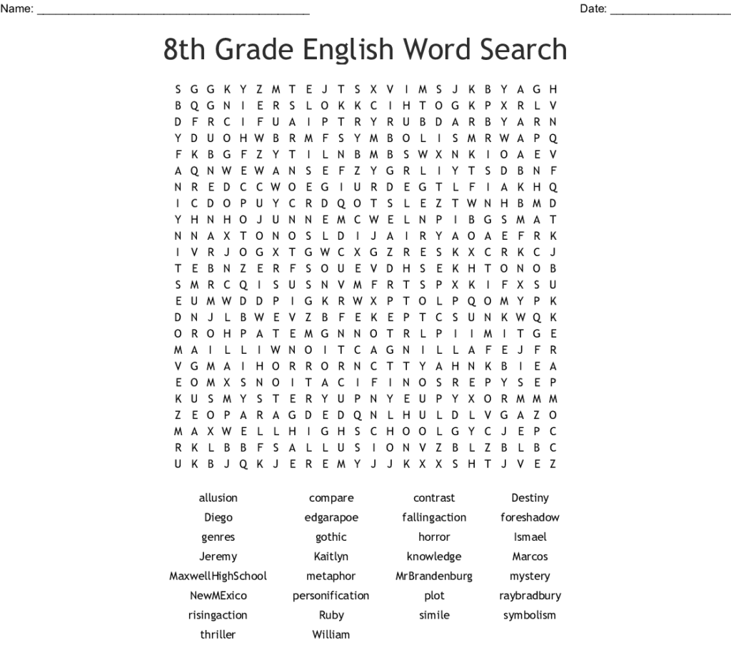 8th Grade Black History Month Word Search Answer Key