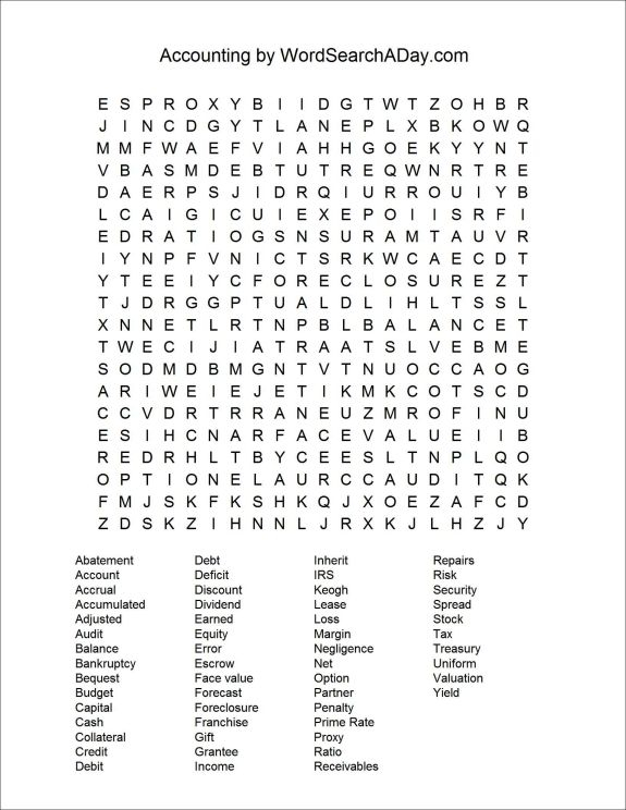 Accounting Word Search A Day Hard Words Bible Word 