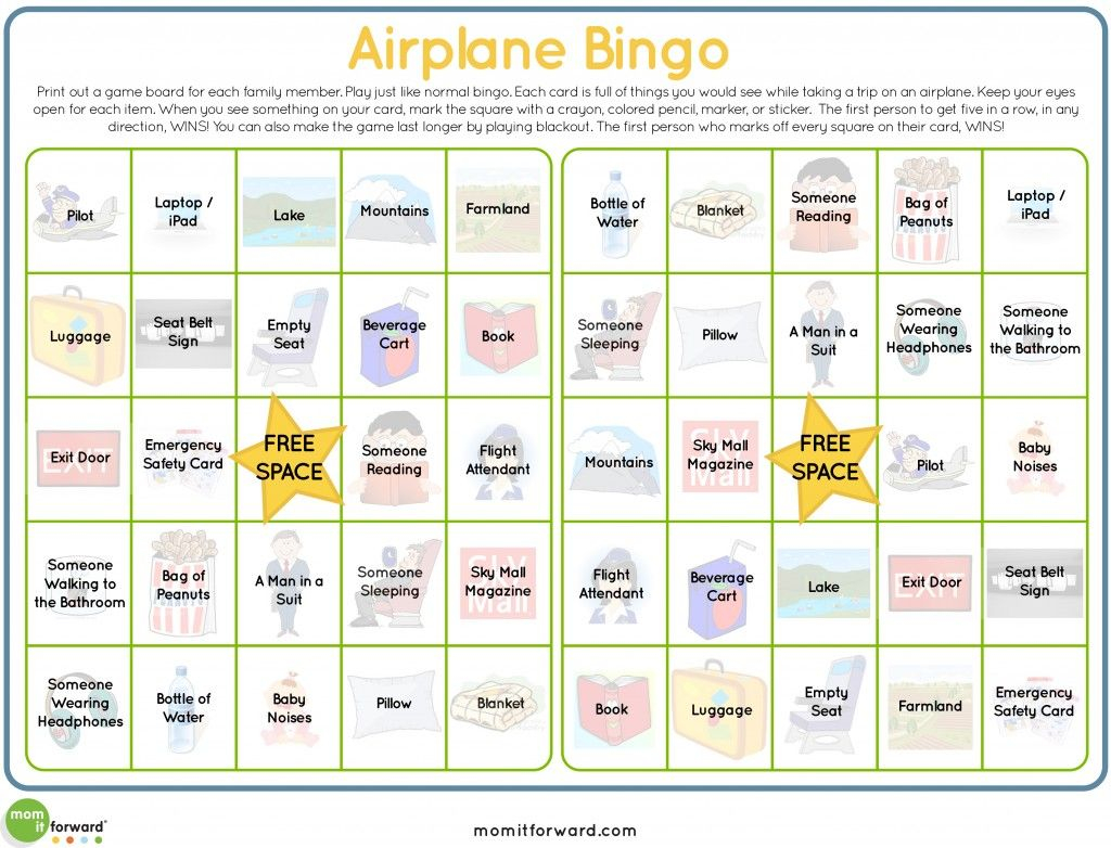 Airplane Bingo Printable Mom It Forward Traveling By 
