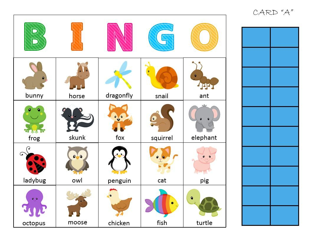 Animal BINGO Card Preschool Activity Bingo Printable 