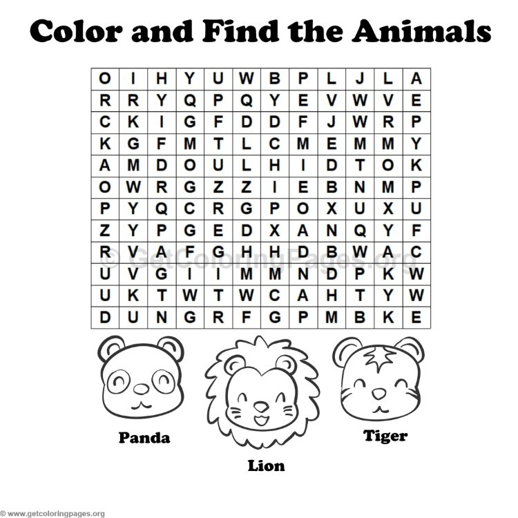 Animal Word Search Coloring Pages 1 GetColoringPages