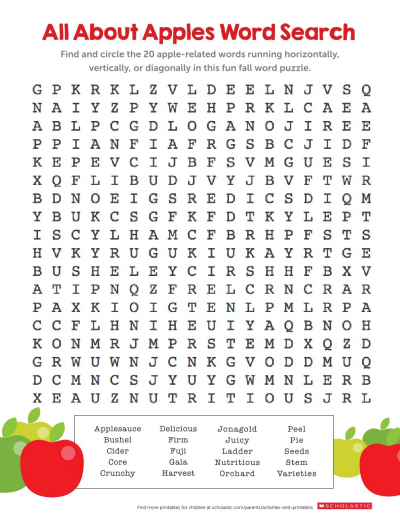 Apple Word Search Printable Worksheets Printables 