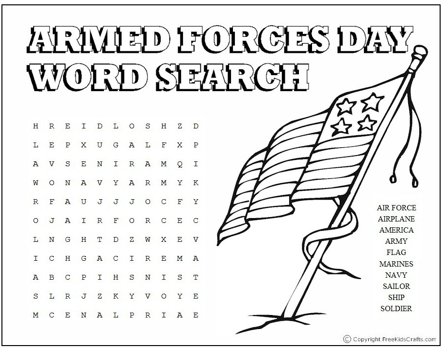 Armed Forces Day Word Search
