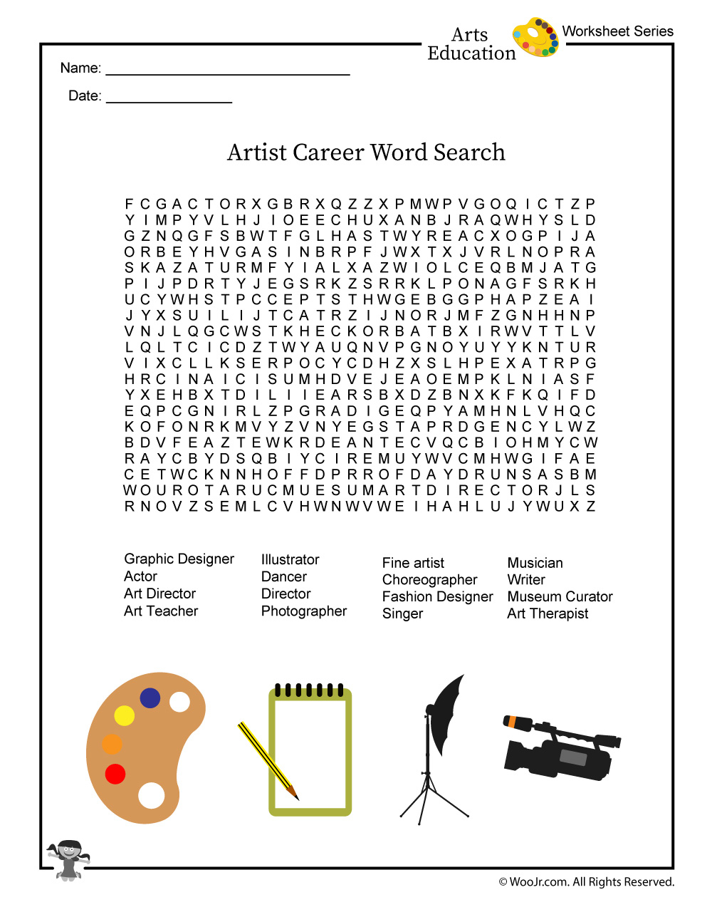 Art Careers Word Search Woo Jr Kids Activities