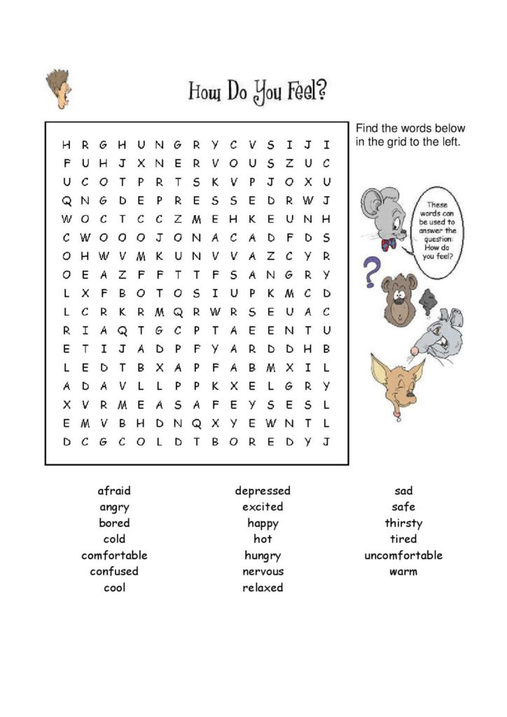 BFA SCHOOL OF ENGLISH FEELINGS WORDSEARCH