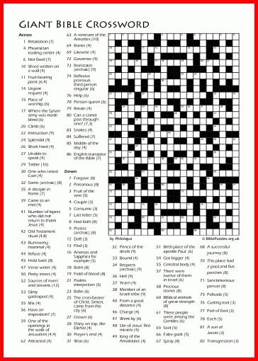 Bible Crossword Puzzle Giant Bible Crossword 
