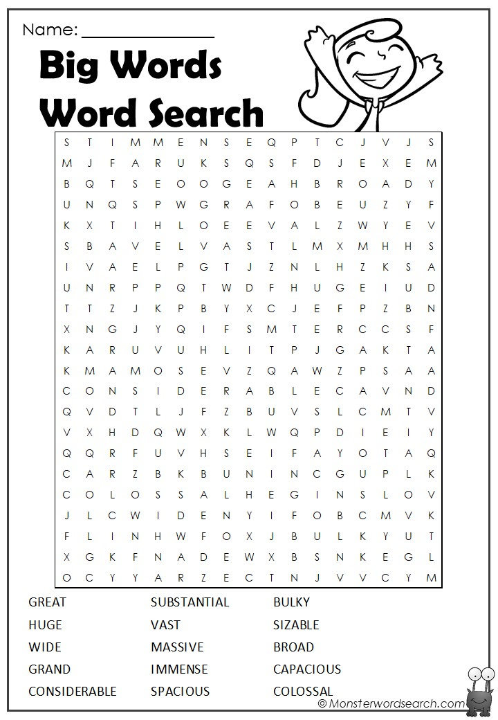 Big Words Word Search Monster Word Search
