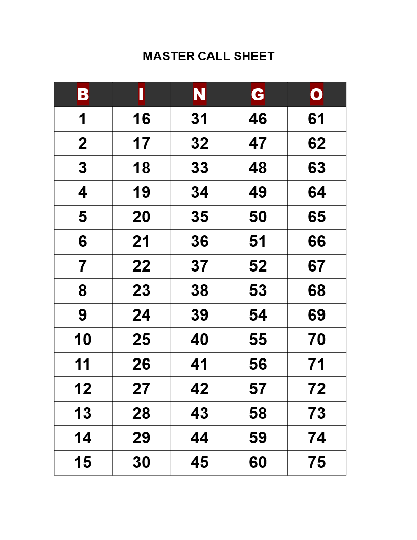 Bingo Call Sheet How To Create A Bingo Call Sheet 